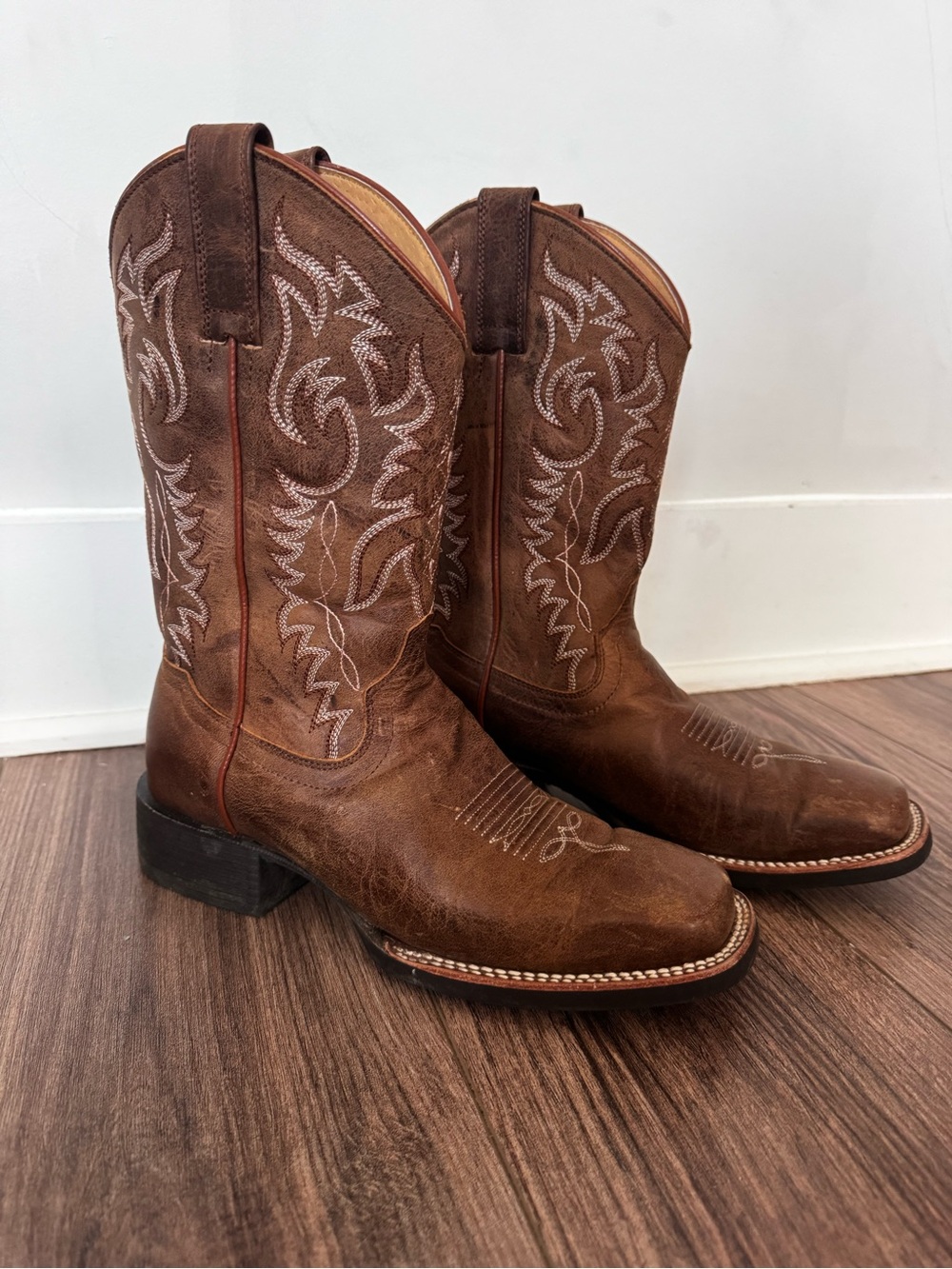 Rank 45 Women's Brown Square Toe Western Boots- Cowboy Boots
